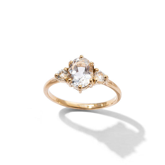 Victoria Ring White Topaz - 9kt Yellow Gold